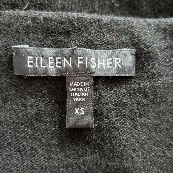 Eileen Fisher Black Wool Cashmere Blend Pullover Sweater 3/4 Sleeves Size XS - Picture 4 of 5